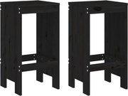 vidaXL Taburete de bar, 2 buc., negru, 40x36x75 cm, lemn masiv de pin