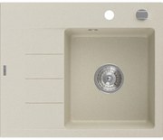Mexen Ben chiuvetă din granit cu 1 compartiment cu scurgător dreapta 600 x 500 mm, bej, sifon crom - 6523605000-69