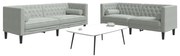 vidaXL Set canapele Chesterfield cu perne rulou, 2 piese, gri, catifea