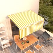 vidaXL Copertină retractabilă automat cu stor, galben &amp; alb, 3x2,5 m