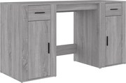 vidaXL Birou cu dulap, gri sonoma, lemn prelucrat