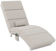 HOMCOM Fotoliu relax salon fotoliu de masaj și încălzire șezlong cu telecomandă și pernă, efect de lin, crem | Aosom Romania
