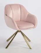 HR2055 BAZĂ STEA Scaun Roz Pudra din Catifea cu Bază Aurie