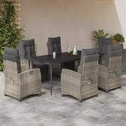 vidaXL Set mobilier de grădină cu perne, 7 piese gri deschis poliratan