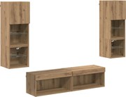 vidaXL Unitate TV de Perete 6 pcs Stejar Artizanal Lemn compozit