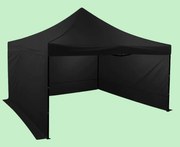 Cort pliabil tip foarfecă 4x4m – oțel, Negru, 3 pereţi laterali