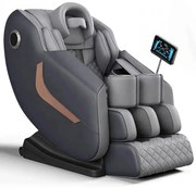 Fotoliu de Masaj GAIUS ULTRA PREMIUM – Tehnologie, Relaxare și Eleganță - AI Voice, Incalzire, Zero Gravity, difuzoare Bluetooth, Gri