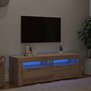 vidaXL Dulap TV cu LED stejar artizanal 120x35x40 cm lemn prelucrat