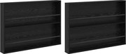 vidaXL Raft pentru reviste cu raft 2 pcs Stejar Negru 100 x 12 x 70 cm