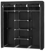 Dulap textil de depozitare MATIS 150 x 175 cm, cu rafturi și bară pentru haine, negru