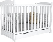 Patut din lemn masiv 120x60 cm Bethany alb cu sertar