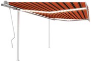 vidaXL Copertină retractabilă manual cu LED, portocaliu și maro, 4x3 m