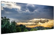 Tablou cu peisaj și raze de soare (120x50 cm)
