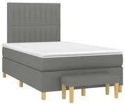 vidaXL Pat box spring cu saltea, gri închis, 120x190 cm, textil