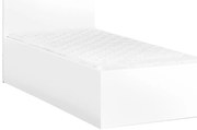 Pat de o persoana alb, SOFIA 90 x 200 cm Saltele: Cu saltele Deluxe 10 cm, Somiera pat: Cu lamele curbate