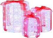 vidaXL Decorație cutie de cadou 3 pcs Alb rece 20 x 20 x 21 cm Acril