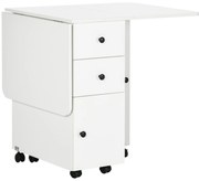 HOMCOM masă pliabilă cu 2 Sertare, Dulap și Raft Posterior, Masă pentru 6 Persoane, 120x60x76.6 cm, Alb | Aosom Romania