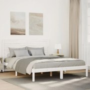 vidaXL Cadru pat foarte lung fără saltea, alb, 140x210 cm lemn masiv