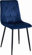 OFERTA Scaun de sufragerie din catifea albastra LIBRA cu picioare negre II. calitate