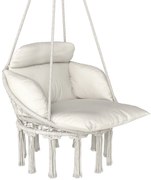 Outsunny Fotoliu Suspendat de Exterior în Stil Boho cu Franjuri, Pernă, Corzi și Inele, 80x60x40 cm, Crem | Aosom Romania