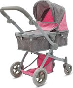 Baby Mix Cărucior pentru păpuși 2 în 1 Sophie roz - gri, 63,5 x 37 x 63,5 cm