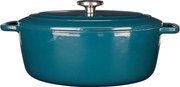 Oală fontă emailată ovală cu capac 6,0 L Verde Heron Fontestic Cosy & Trendy 7170884