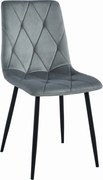OFERTA Scaun de masa gri de catifea LIBRA cu picioare negre II. calitate