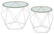 Set 2 masute de cafea cu capac din sticla detasabil , alb