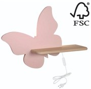 Aplică LED cu raft pentru copii BUTTERFLY LED/5W/230V roz/lemn