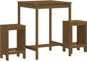 vidaXL Set mobilier de bar, 3 piese, maro miere, lemn masiv de pin