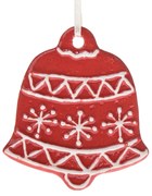 Decorațiune ceramică suspendată Clopoțel, 9 x 8,7x 1 cm, roșu turtă dulce