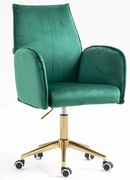 HR280K Scaun Verde din Catifea cu Bază Aurie