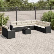 vidaXL Set canapele de grădină cu perne, 11 piese, negru, poliratan