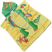 Poncho pentru copii CROCODIL PE PLAJA galben