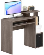 HOMCOM Birou calculator multimedia rafturi pliante tastatura cos particule gri | Aosom Romania