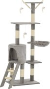 vidaXL Ansamblu pisici cu stâlpi din funie de sisal, 138 cm, gri
