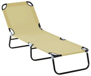Outsunny Sezlong Pliabil pentru Gradina cu Spatar Ajustabil 5 Pozitii din Otel si Tesatura Oxford 188x56x28 cm Bej | Aosom Romania