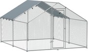 PawHut Coteț pentru Găini din Metal cu Copertină Impermeabilă și Rezistentă la UV, 3x3,4x1,9 m, Argintiu | Aosom Romania