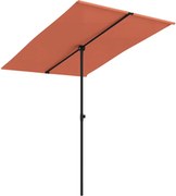 vidaXL Umbrelă de soare grădină, stâlp aluminiu, cărămiziu, 2x1,5 cm