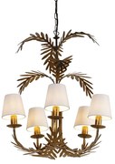 Candelabru Art Deco auriu cu 5 lumini cu capace albe - Botanica