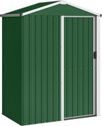 Outsunny Căsuță de Grădină 1.1m² din Oțel Galvanizat, Căsuță de Depozitare cu Ușă Glisantă Blocabilă, Acoperiș Înclinat, Mănuși, Căsuță de Unelte, 136x87x179 cm, Verde | Aosom Romania
