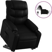 vidaXL Fotoliu rabatabil electric cu ridicare, negru, piele ecologică