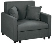 HOMCOM Fotoliu Tip Pat de O Persoană cu 2 Perne și Spațiu de Depozitare, Gri | Aosom Romania