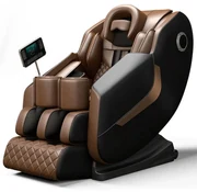 Fotoliu de Masaj GAIUS, Masaj role, Masaj airbaguri, Incalzire, Bluetooth, Zero Gravity, 2 Boxe, Moduri Automate, Reflexoterapie si Presopunctura, Display, Suport picioare extensibil, PU, Maro/Negru