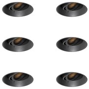 Set de 6 spoturi încastrate moderne negre GU10 rotunde fără ramă - Oneon Honey
