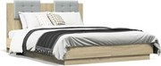 vidaXL Cadru de pat cu tăblie stejar sonoma 140x190 cm lemn prelucrat