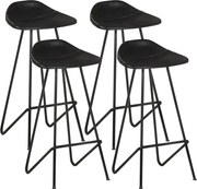 vidaXL Scaune de bar, 4 buc., negru, piele naturală