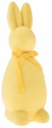 Decorațiune de Paște Iepurașul Johnny cu fundiță, galben, 21 x 22 x 65 cm