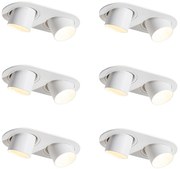 Set de 6 spoturi încastrate albe GU10 35mm înclinabile cu 2 lumini - Installa
