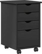 vidaXL Cabinet mobil cu roata Gri 34 x 39 x 56 cm Lemn masiv de pin